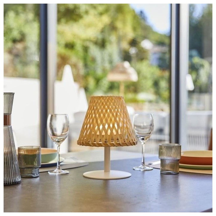 Lampe de table sans fil - LUMISKY - IBIZA - H26 cm - Bambou naturel - LED blanc chaud et blanc Lampe de table sans fil - LUMISKY - IBIZA - H26 cm - Bambou naturel - LED blanc chaud et blanc