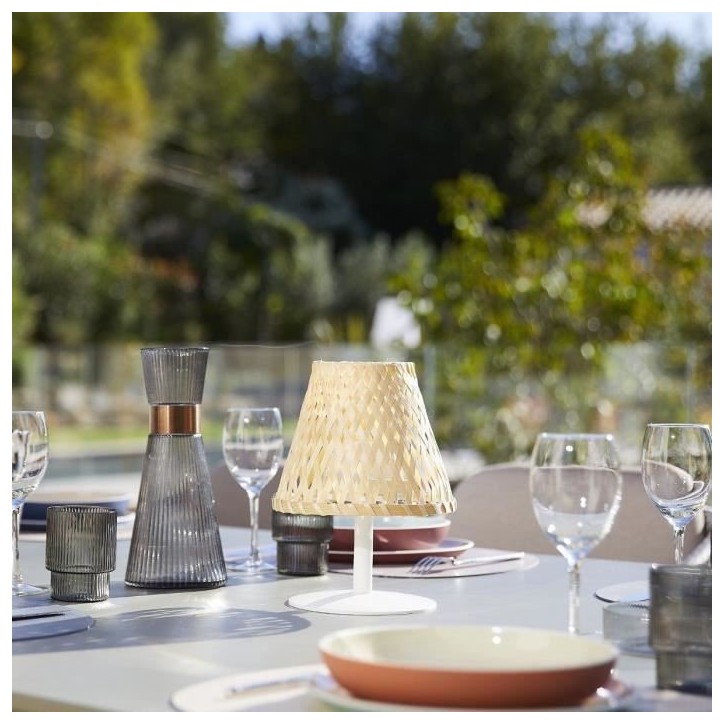 Lampe de table sans fil - LUMISKY - IBIZA - H26 cm - Bambou naturel - LED blanc chaud et blanc Lampe de table sans fil - LUMISKY - IBIZA - H26 cm - Bambou naturel - LED blanc chaud et blanc