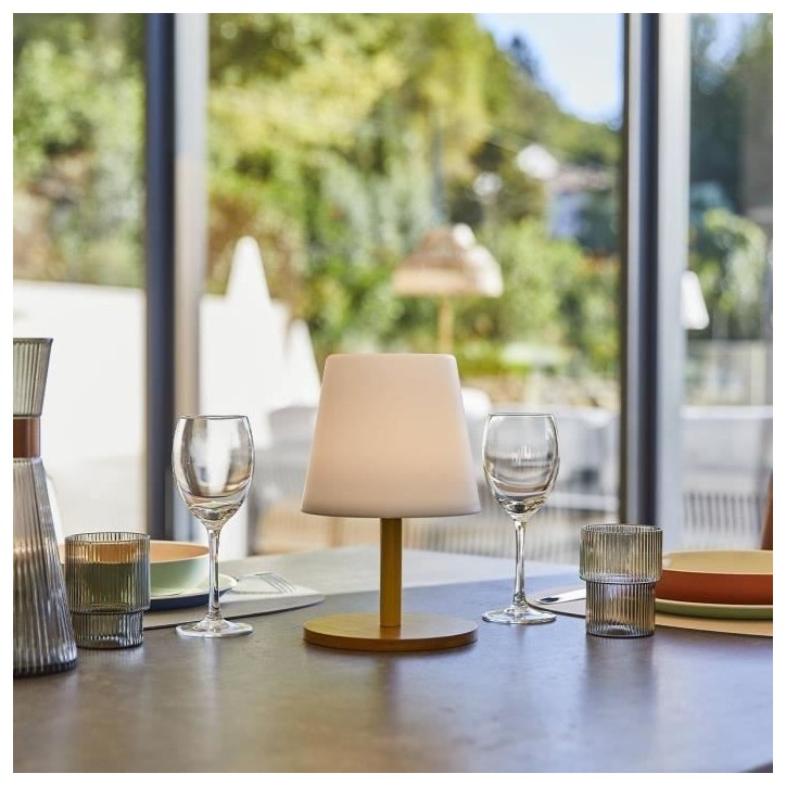 Lampe de table sans fil - LUMISKY - STANDY MINI WOOD - H25 cm - Pied en bambou naturel - LED blanc chaud et blanc Lampe de table sans fil - LUMISKY - STANDY MINI WOOD - H25 cm - Pied en bambou naturel - LED blanc chaud et blanc