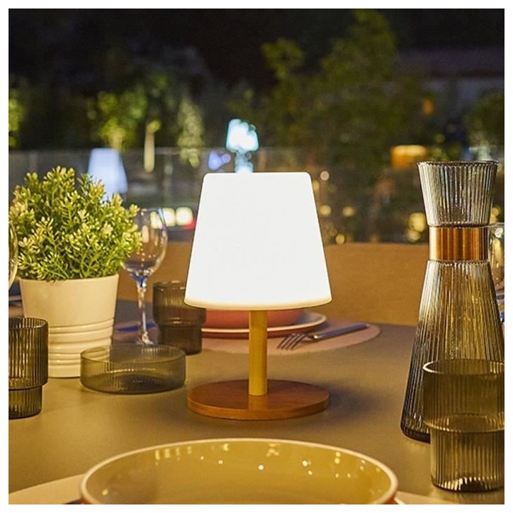 Lampe de table sans fil - LUMISKY - STANDY MINI WOOD - H25 cm - Pied en bambou naturel - LED blanc chaud et blanc Lampe de table sans fil - LUMISKY - STANDY MINI WOOD - H25 cm - Pied en bambou naturel - LED blanc chaud et blanc