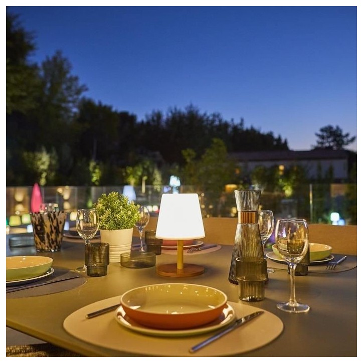 Lampe de table sans fil - LUMISKY - STANDY MINI WOOD - H25 cm - Pied en bambou naturel - LED blanc chaud et blanc Lampe de table sans fil - LUMISKY - STANDY MINI WOOD - H25 cm - Pied en bambou naturel - LED blanc chaud et blanc