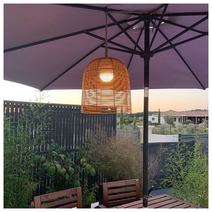 Suspension nomade - LUMISKY - HANG BOHEME - H35 cm - Polyrotin avec corde - LED blanc chaud et blanc dimmable Suspension nomade - LUMISKY - HANG BOHEME - H35 cm - Polyrotin avec corde - LED blanc chaud et blanc dimmable