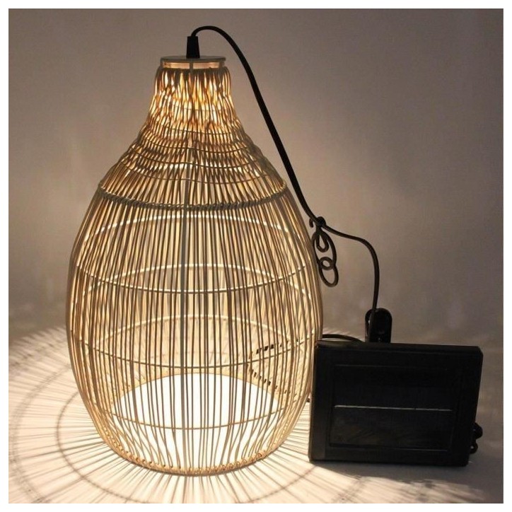 Suspension solaire - LUMISKY - HOLIDAY - H42 cm - Boheme naturel style vannerie tressée - LED blanc chaud Suspension solaire - LUMISKY - HOLIDAY - H42 cm - Boheme naturel style vannerie tressée - LED blanc chaud