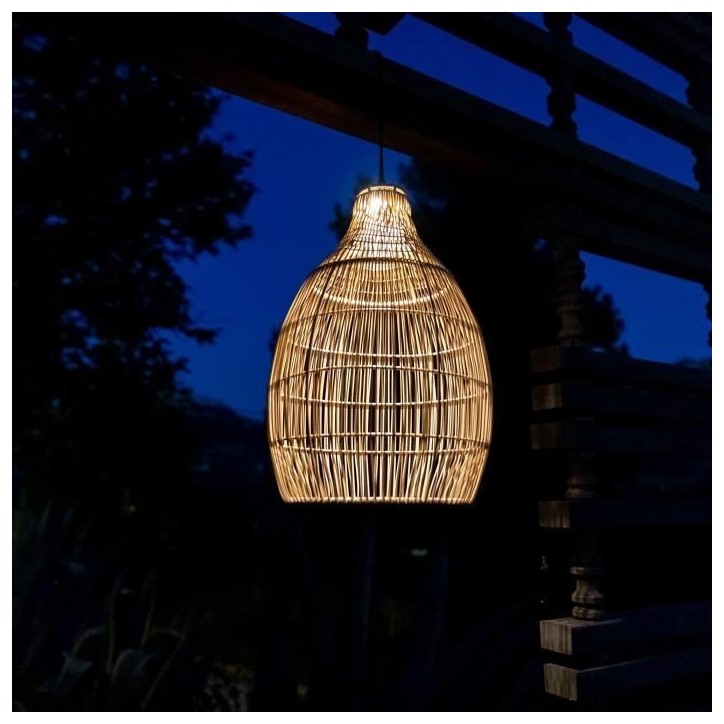 Suspension solaire - LUMISKY - HOLIDAY - H42 cm - Boheme naturel style vannerie tressée - LED blanc chaud Suspension solaire - LUMISKY - HOLIDAY - H42 cm - Boheme naturel style vannerie tressée - LED blanc chaud