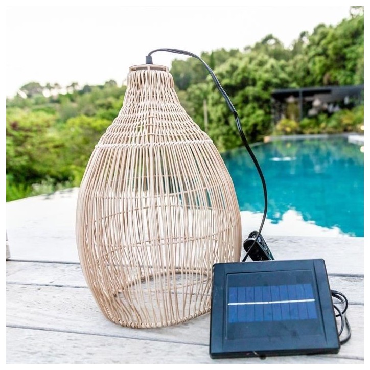 Suspension solaire - LUMISKY - HOLIDAY - H42 cm - Boheme naturel style vannerie tressée - LED blanc chaud Suspension solaire - LUMISKY - HOLIDAY - H42 cm - Boheme naturel style vannerie tressée - LED blanc chaud
