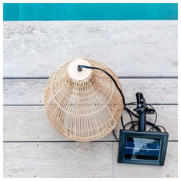 Suspension solaire - LUMISKY - HOLIDAY - H42 cm - Boheme naturel style vannerie tressée - LED blanc chaud Suspension solaire - LUMISKY - HOLIDAY - H42 cm - Boheme naturel style vannerie tressée - LED blanc chaud