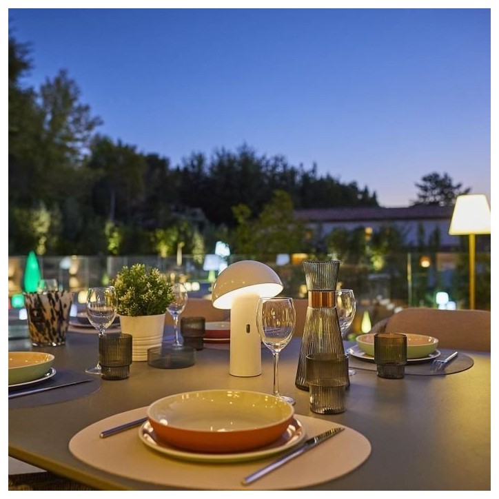 Lampe de table sans fil - LUMISKY - TOD WHITE - H28 cm - Tete orientable - LED blanc chaud Lampe de table sans fil - LUMISKY - TOD WHITE - H28 cm - Tete orientable - LED blanc chaud