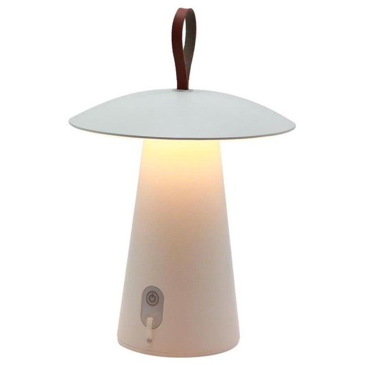 Lampe de table sans fil - LUMISKY - FUNGY - H29 cm - Aluminium - Anse en cuir - LED blanc chaud Lampe de table sans fil - LUMISKY - FUNGY - H29 cm - Aluminium - Anse en cuir - LED blanc chaud
