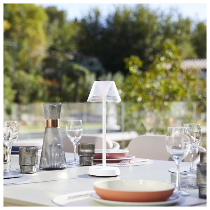 Lampe de table sans fil - LUMISKY - BEVERLY WHITE - H34 cm - LED blanc chaud