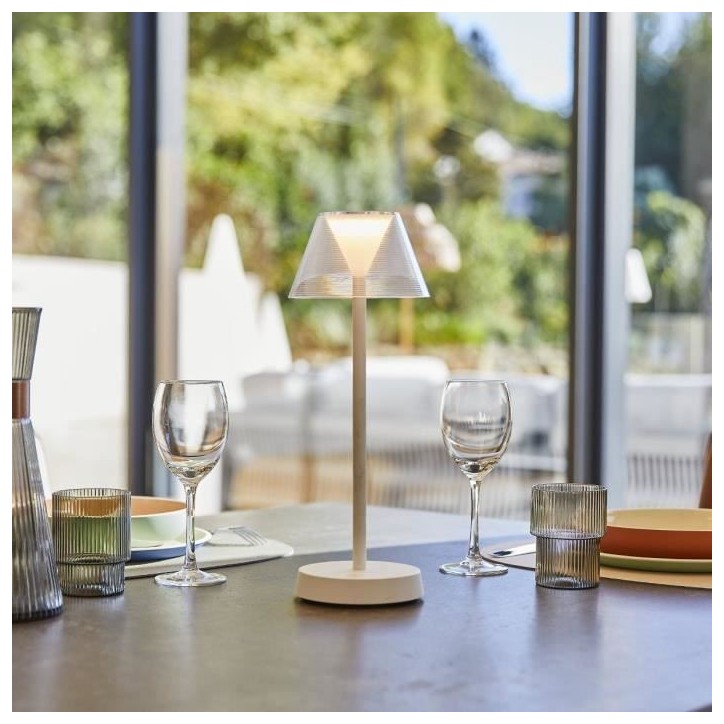 Lampe de table sans fil - LUMISKY - BEVERLY WHITE - H34 cm - LED blanc chaud