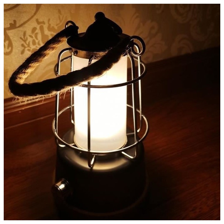 Lanterne sans fil - LUMISKY - WILDY - H23 cm - Anse en corde - LED blanc chaud et dimmable Lanterne sans fil - LUMISKY - WILDY - H23 cm - Anse en corde - LED blanc chaud et dimmable