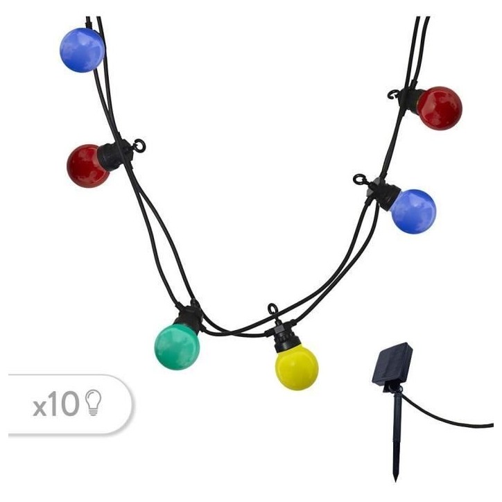 Guirlande lumineuse solaire - LUMISKY - PARTY GUINGUETTE SOLAR - 5.70 m - 8 modes - 10 globes multicolore LED Guirlande lumineuse solaire - LUMISKY - PARTY GUINGUETTE SOLAR - 5.70 m - 8 modes - 10 globes multicolore LED