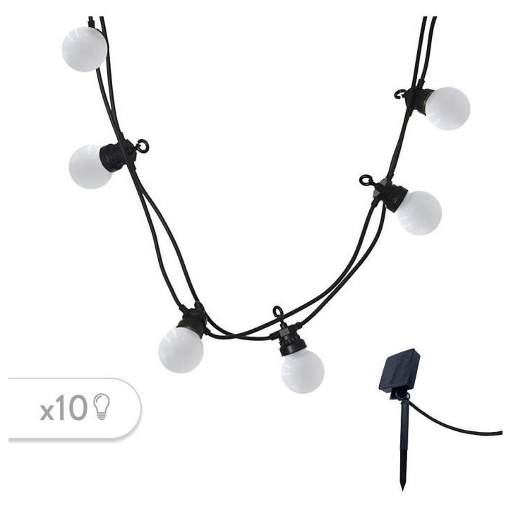 Guirlande lumineuse solaire - LUMISKY - PARTY MILKY SOLAR - 5.70 m - 8 modes - 10 globes blanc chaud LED Guirlande lumineuse solaire - LUMISKY - PARTY MILKY SOLAR - 5.70 m - 8 modes - 10 globes blanc chaud LED