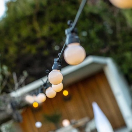 Guirlande lumineuse solaire - LUMISKY - PARTY MILKY SOLAR - 5.70 m - 8 modes - 10 globes blanc chaud LED