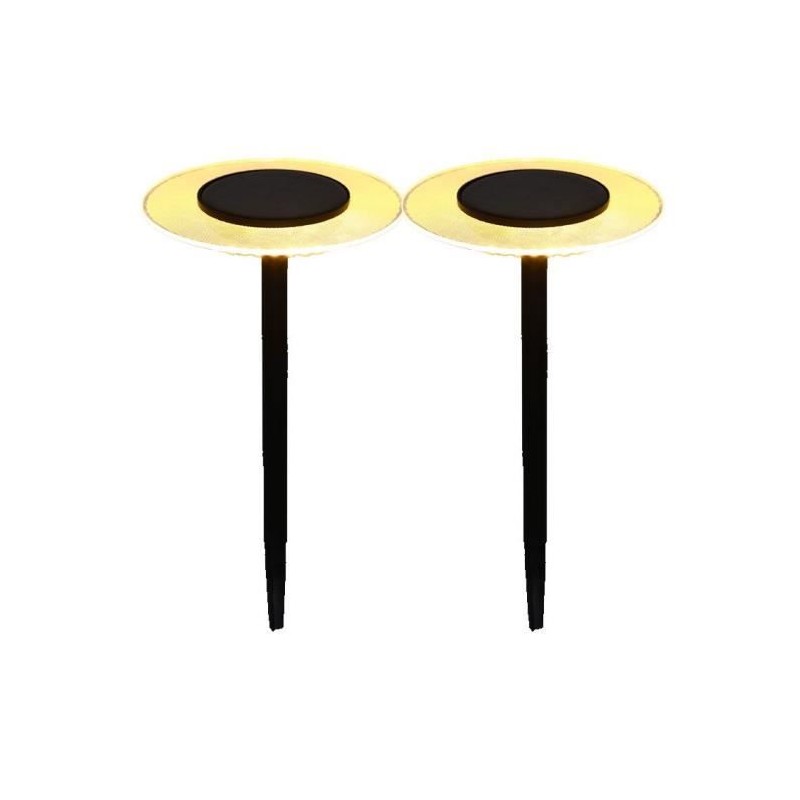 Lot de 2 balises solaires a piquer - LUMISKY - UFO - H35 cm - LED blan