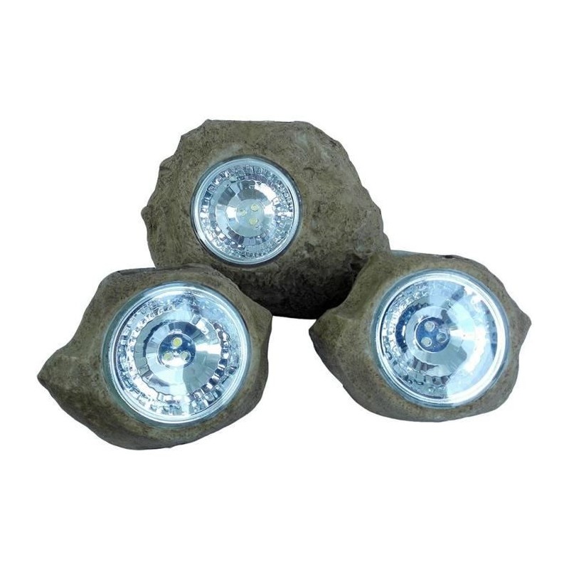 Lot de 3 rochers solaires de jardin a poser - LUMISKY - ROCKY BROWN - Lot de 3 rochers solaires de jardin a poser - LUMISKY - ROCKY BROWN -