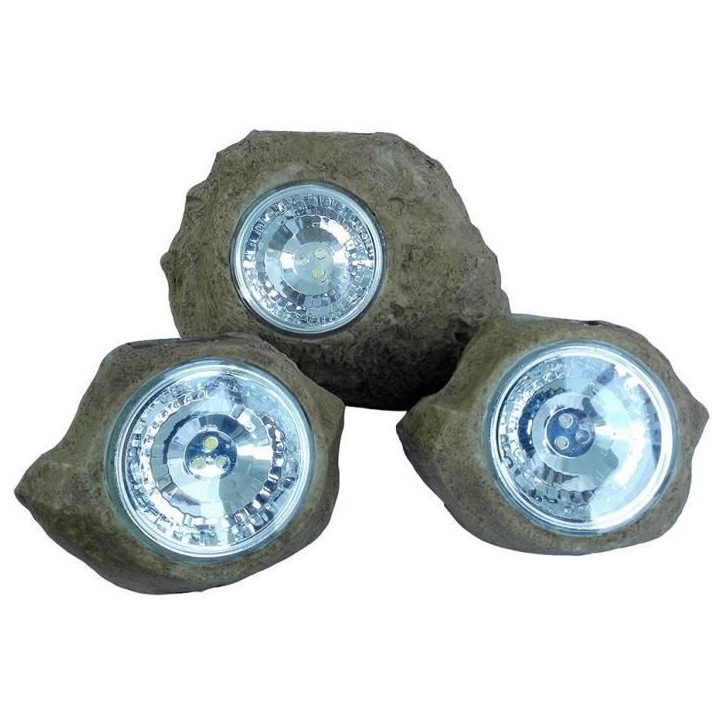 Lot de 3 rochers solaires de jardin a poser - LUMISKY - ROCKY BROWN - 14 et 9 cm - Balisage - LED blanc Lot de 3 rochers solaires de jardin a poser - LUMISKY - ROCKY BROWN - 14 et 9 cm - Balisage - LED blanc