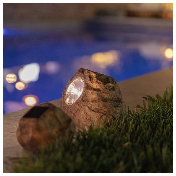 Lot de 3 rochers solaires de jardin a poser - LUMISKY - ROCKY BROWN - 14 et 9 cm - Balisage - LED blanc Lot de 3 rochers solaires de jardin a poser - LUMISKY - ROCKY BROWN - 14 et 9 cm - Balisage - LED blanc