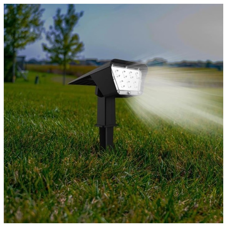 Lot de 2 spots solaires projecteur 2 en 1 a piquer ou a fixer - LUMISKY - CURTIS - H31.5 cm - LED blanc Lot de 2 spots solaires projecteur 2 en 1 a piquer ou a fixer - LUMISKY - CURTIS - H31.5 cm - LED blanc