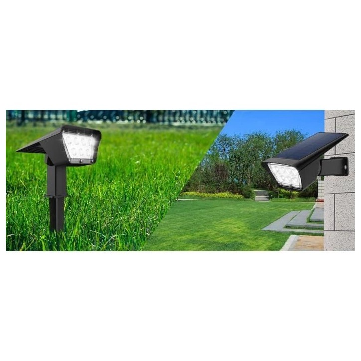 Lot de 2 spots solaires projecteur 2 en 1 a piquer ou a fixer - LUMISKY - CURTIS - H31.5 cm - LED blanc Lot de 2 spots solaires projecteur 2 en 1 a piquer ou a fixer - LUMISKY - CURTIS - H31.5 cm - LED blanc