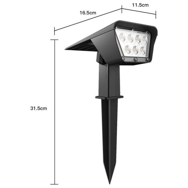 Lot de 2 spots solaires projecteur 2 en 1 a piquer ou a fixer - LUMISKY - CURTIS - H31.5 cm - LED blanc Lot de 2 spots solaires projecteur 2 en 1 a piquer ou a fixer - LUMISKY - CURTIS - H31.5 cm - LED blanc