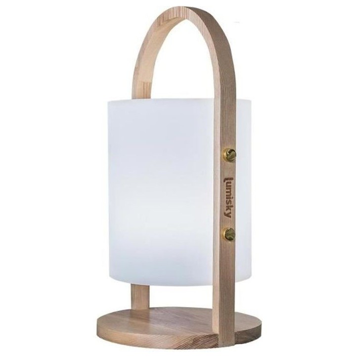 Lanterne extérieure LED Woody - LUMISKY - Blanc - Design scandinave - Poignée en bois naturel - Autonomie 10h Lanterne extérieure LED Woody - LUMISKY - Blanc - Design scandinave - Poignée en bois naturel - Autonomie 10h