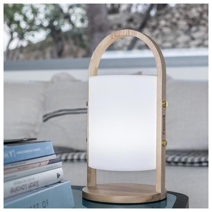 Lanterne extérieure LED Woody - LUMISKY - Blanc - Design scandinave - Poignée en bois naturel - Autonomie 10h Lanterne extérieure LED Woody - LUMISKY - Blanc - Design scandinave - Poignée en bois naturel - Autonomie 10h