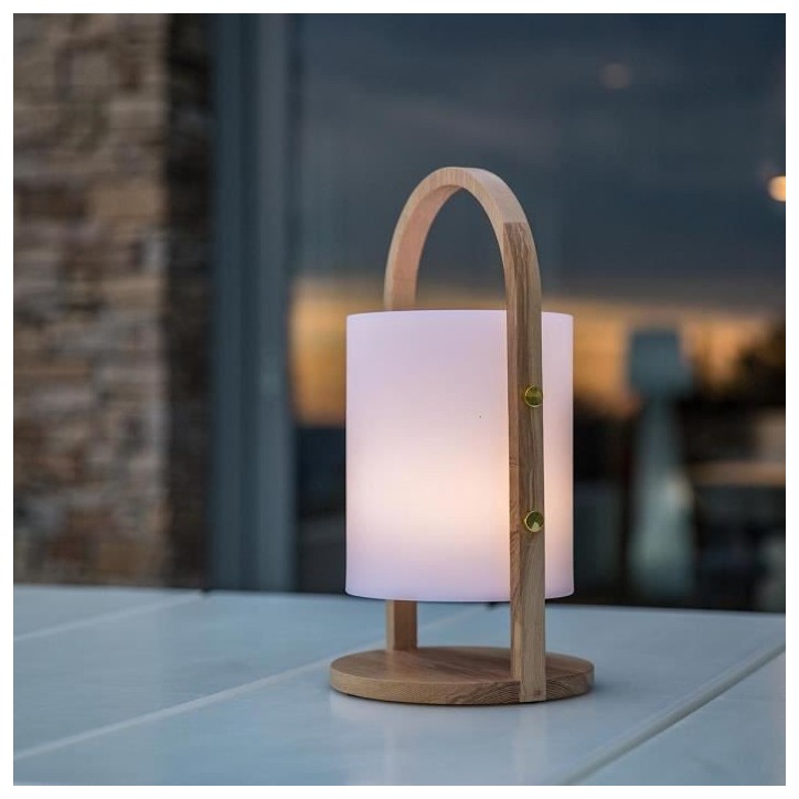 Lanterne extérieure LED Woody - LUMISKY - Blanc - Design scandinave - Poignée en bois naturel - Autonomie 10h Lanterne extérieure LED Woody - LUMISKY - Blanc - Design scandinave - Poignée en bois naturel - Autonomie 10h