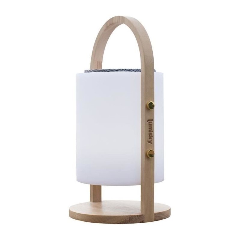Lampe enceinte bluetooth sans fil - LUMISKY - WOODY PLAY - H37 cm - Po