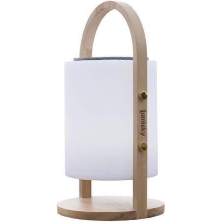 Lampe enceinte bluetooth sans fil - LUMISKY - WOODY PLAY - H37 cm - Po