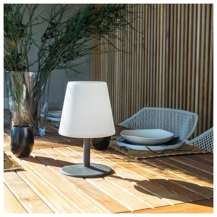 Lampe de table LED sans fil Standy Mini Rock - Lumisky - H 25 cm - Gris et blanc Lampe de table LED sans fil Standy Mini Rock - Lumisky - H 25 cm - Gris et blanc