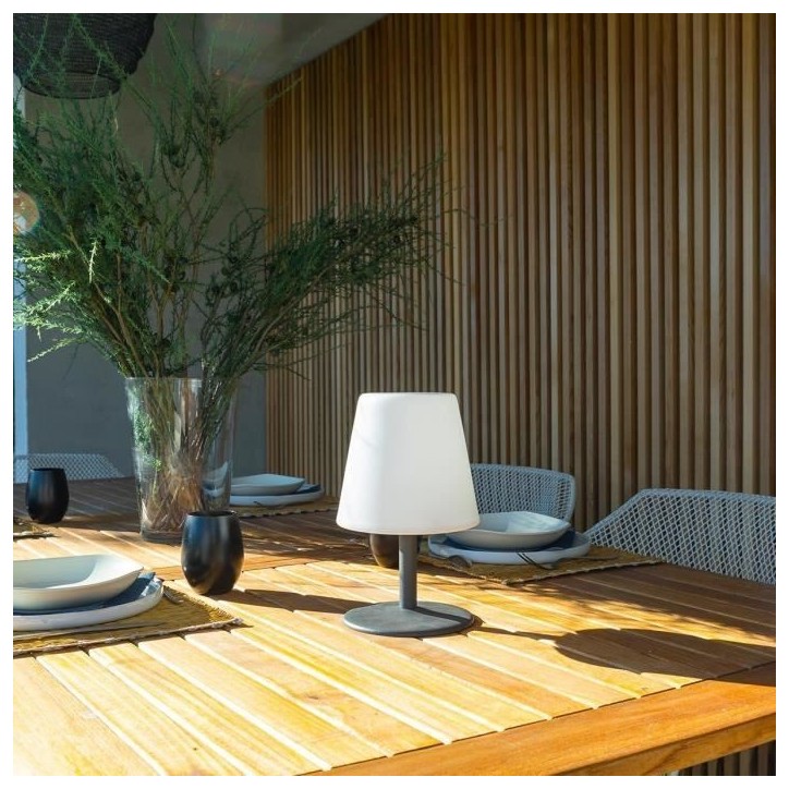 Lampe de table LED sans fil Standy Mini Rock - Lumisky - H 25 cm - Gris et blanc Lampe de table LED sans fil Standy Mini Rock - Lumisky - H 25 cm - Gris et blanc