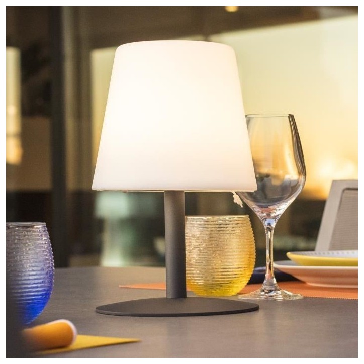 Lampe de table LED sans fil Standy Mini Rock - Lumisky - H 25 cm - Gris et blanc Lampe de table LED sans fil Standy Mini Rock - Lumisky - H 25 cm - Gris et blanc