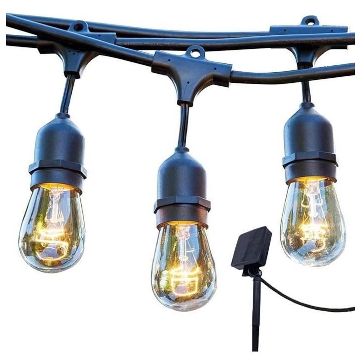 Guirlande lumineuse solaire - LUMISKY - MAFY SOLAR - 6.50 m - 10 ampoules a filament vintage - LED blanc chaud Guirlande lumineuse solaire - LUMISKY - MAFY SOLAR - 6.50 m - 10 ampoules a filament vintage - LED blanc chaud