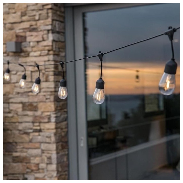 Guirlande lumineuse solaire - LUMISKY - MAFY SOLAR - 6.50 m - 10 ampoules a filament vintage - LED blanc chaud Guirlande lumineuse solaire - LUMISKY - MAFY SOLAR - 6.50 m - 10 ampoules a filament vintage - LED blanc chaud