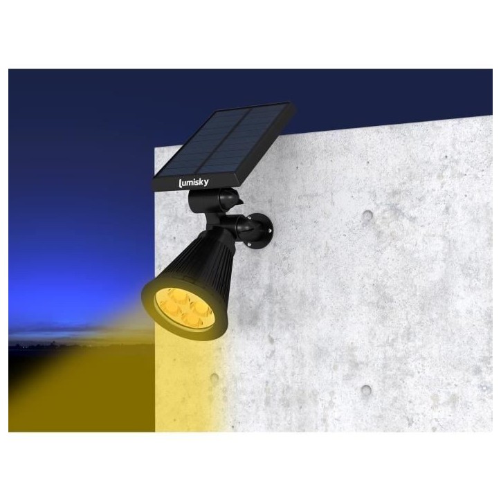Lot de 2 projecteurs solaires a LED Spiky - LUMI JARDIN - 200 Lumens - Blanc chaud - Etanche - 34 cm Lot de 2 projecteurs solaires a LED Spiky - LUMI JARDIN - 200 Lumens - Blanc chaud - Etanche - 34 cm