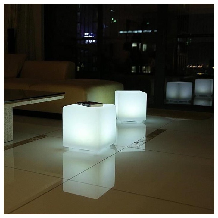 Cube solaire lumineux - LUMISKY - CASY - H30 cm - Tabouret table basse - LED blanc et multicolore Cube solaire lumineux - LUMISKY - CASY - H30 cm - Tabouret table basse - LED blanc et multicolore