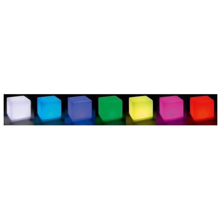 Cube solaire lumineux - LUMISKY - CASY - H30 cm - Tabouret table basse - LED blanc et multicolore Cube solaire lumineux - LUMISKY - CASY - H30 cm - Tabouret table basse - LED blanc et multicolore