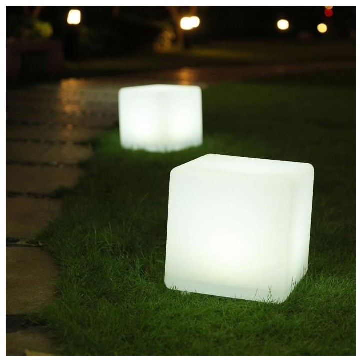 Cube solaire lumineux - LUMISKY - CASY - H30 cm - Tabouret table basse - LED blanc et multicolore Cube solaire lumineux - LUMISKY - CASY - H30 cm - Tabouret table basse - LED blanc et multicolore