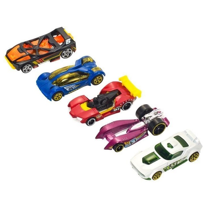 Coffret de 5 voitures Hot Wheels - Modele aléatoire - 400+ modeles - 15 thématiques 1806