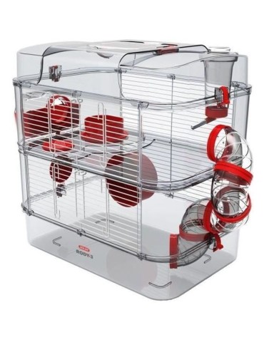 ZOLUX Cage sur 2 étages pour hamsters, souris et gerbilles - Rody3 duo - L 41 x p 27 x h 40,5 cm - Grenadine
