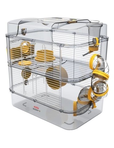 ZOLUX Cage sur 2 étages pour hamsters, souris et gerbilles - Rody3 duo - L 41 x p 27 x h 40,5 cm - Banane