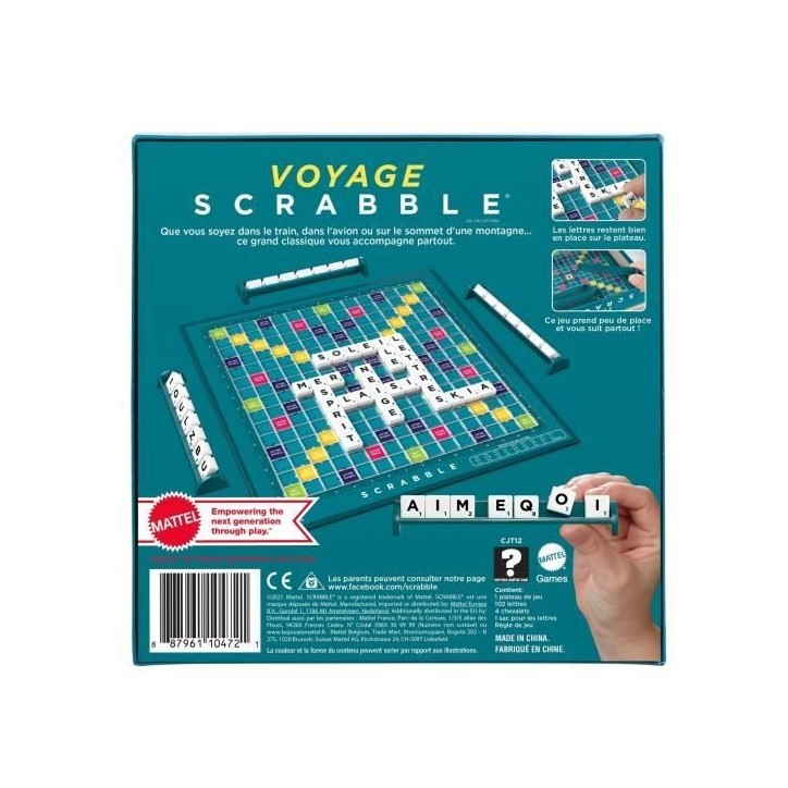 Mattel Games - Scrabble Voyage - Jeu de Société - 10 ans et + CJT12 Mattel Games - Scrabble Voyage - Jeu de Société - 10 ans et + CJT12