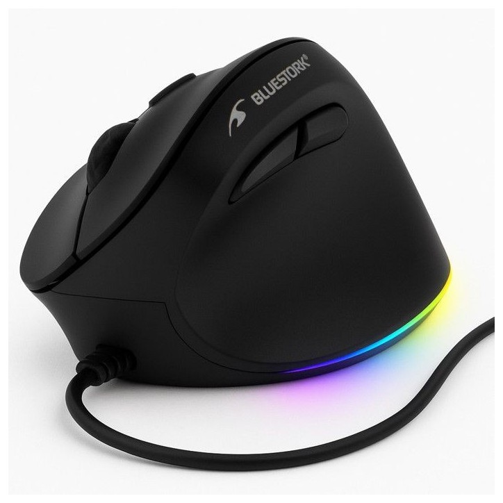 Souris filaire ergonomique verticale - Bluestork - ERGO LUMI FILAIRE - Prévention syndrome souris - Noir Souris filaire ergonomique verticale - Bluestork - ERGO LUMI FILAIRE - Prévention syndrome souris - Noir