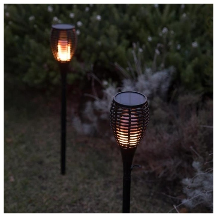 Torche solaire Maity Sun - Effet flamme - LED - H 80 cm - Blanc chaud - LUMI JARDIN