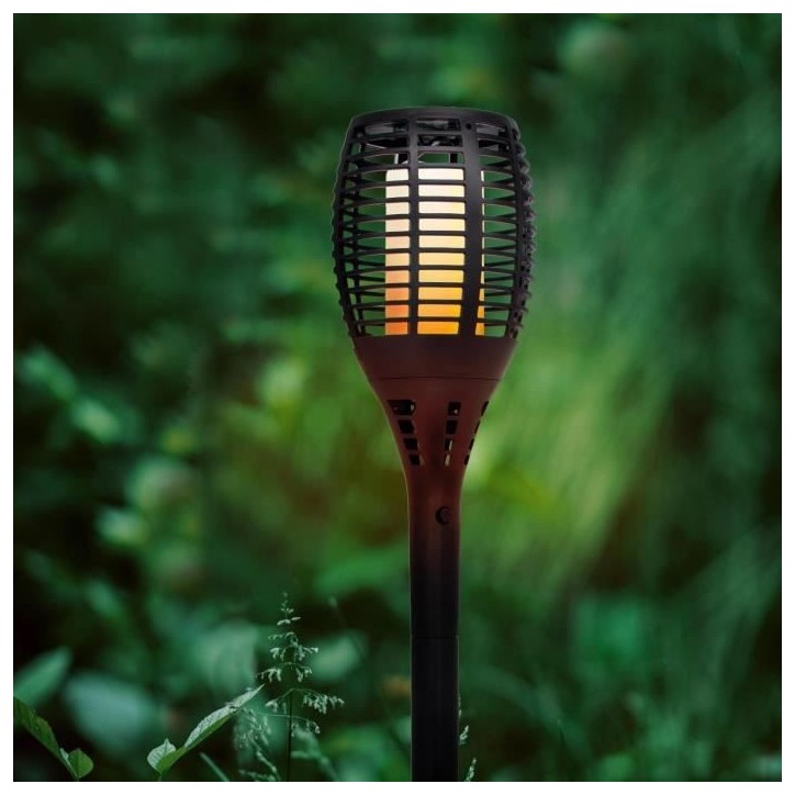 Torche solaire Maity Sun - Effet flamme - LED - H 80 cm - Blanc chaud - LUMI JARDIN