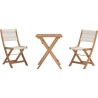 Set bistrot pliable en bois d'acacia FSC avec tressage en corde beige