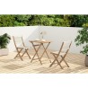 Set bistrot pliable en bois d'acacia FSC avec tressage en corde beige