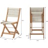 Set bistrot pliable en bois d'acacia FSC avec tressage en corde beige