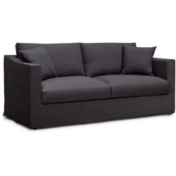 Canapé fixe - 3 places - MALTE - Tissu Anthracite - 187 x 97 x 73 cm